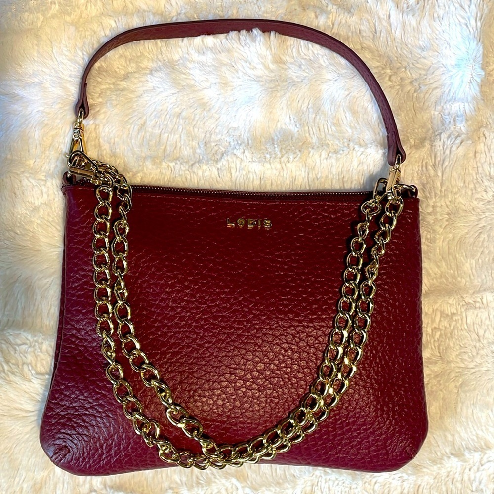 Lodis Burgundy Emily 5 in 1 Convertible Italian Leather Crossbody/Clutch/Handbag